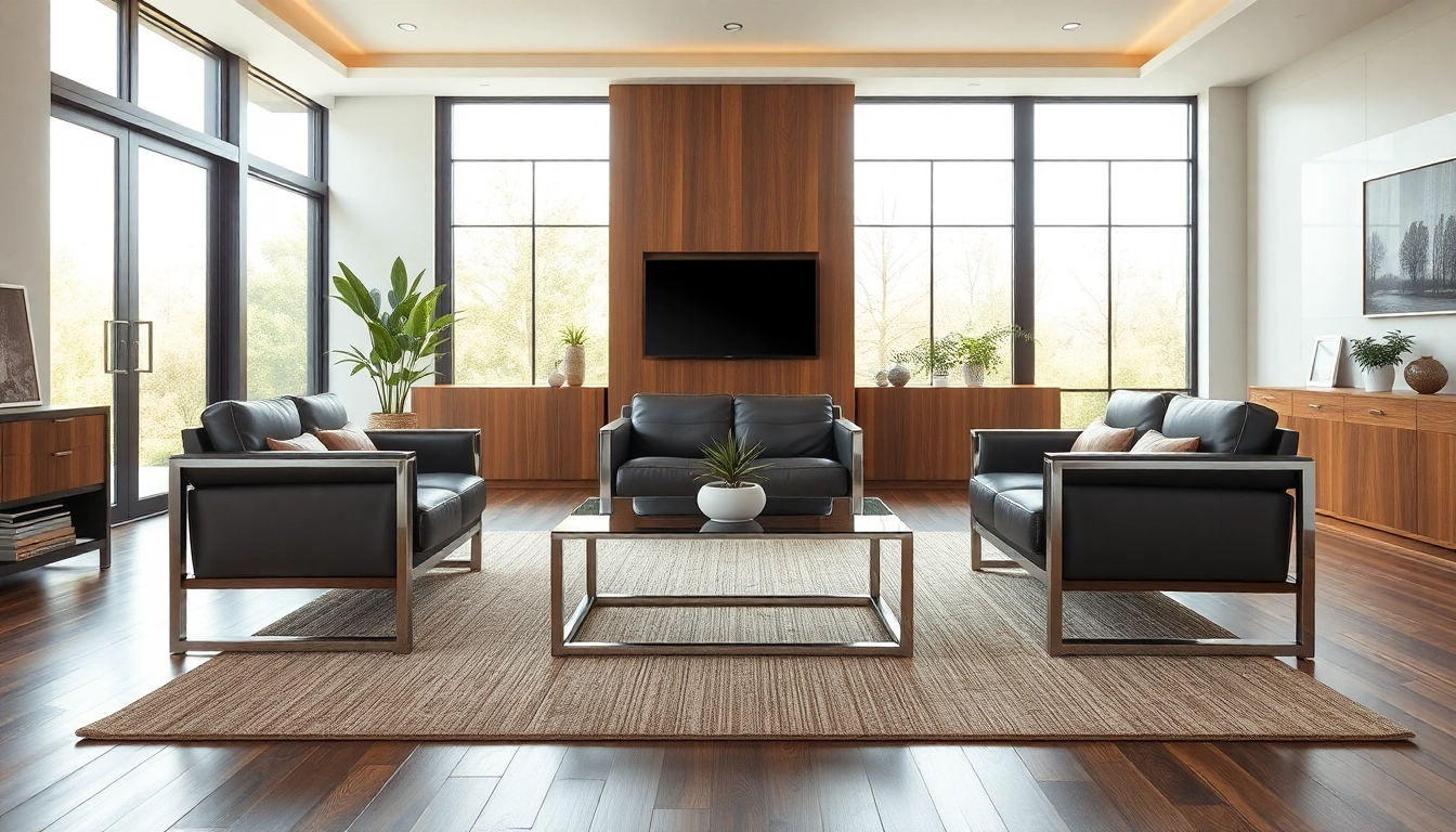 Elegant stainless steel furniture in a modern interior, highlighting sleek design and natural light.