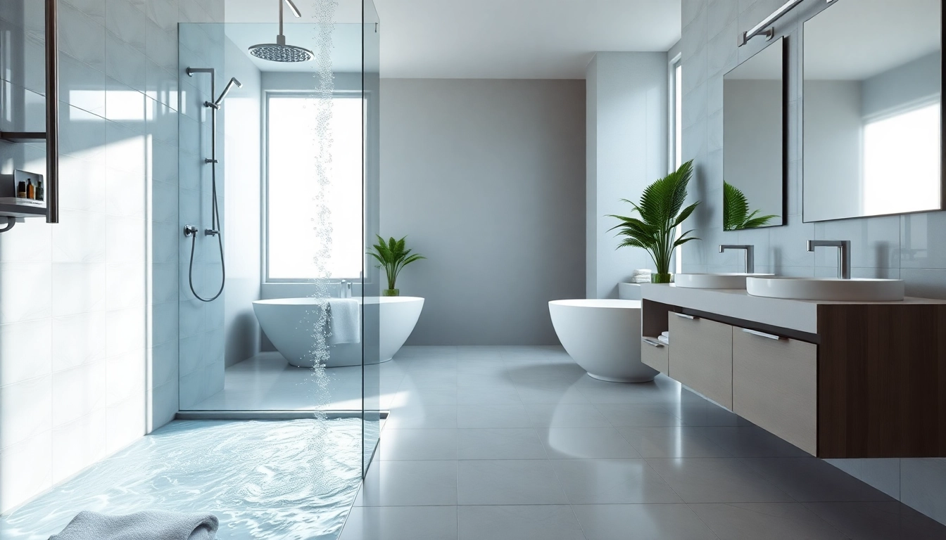 Stunning bathroom renovations near me showcasing a spacious modern layout with a walk-in shower and bath.