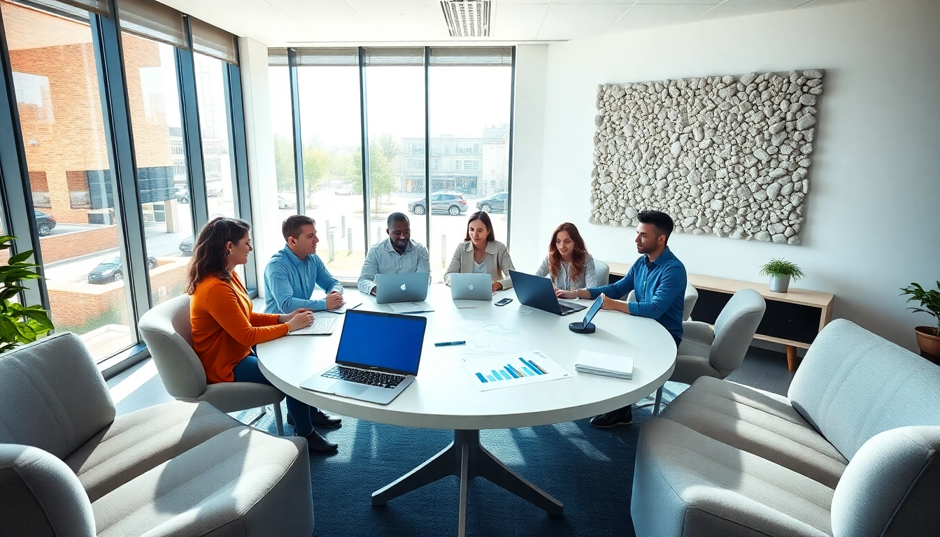 Team collaborating in a professional setting about Business strategy.