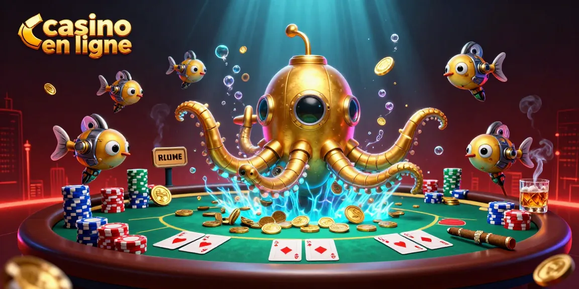 Jouez à un casino en ligne avec un kraken 3D et des éléments de poker fascinants.
