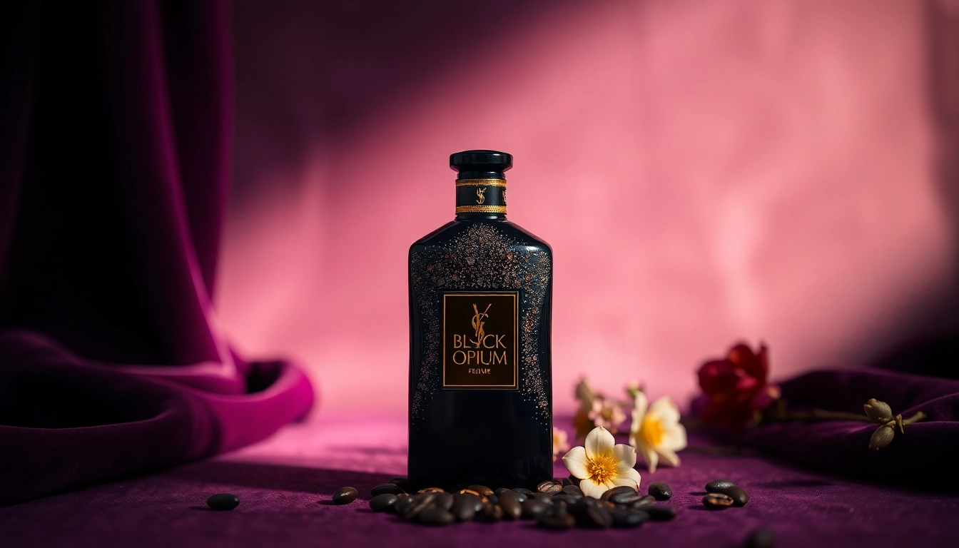 Experience the allure of ysl black opium in a luxurious, glamorous setting.