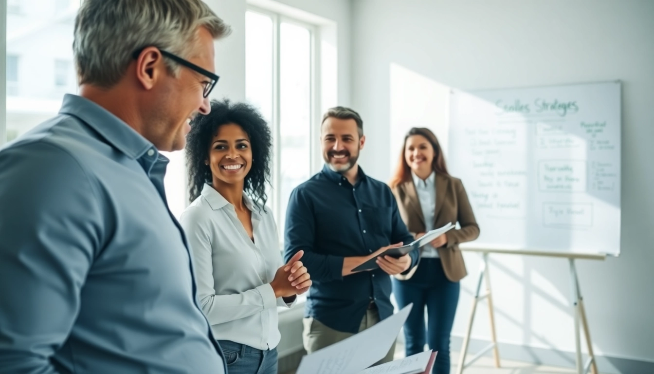 Engaging sales coach guides clients in a collaborative strategy session.
