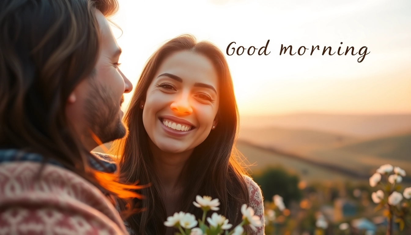 Sending a heartfelt good morning message for her in a loving sunrise scene.