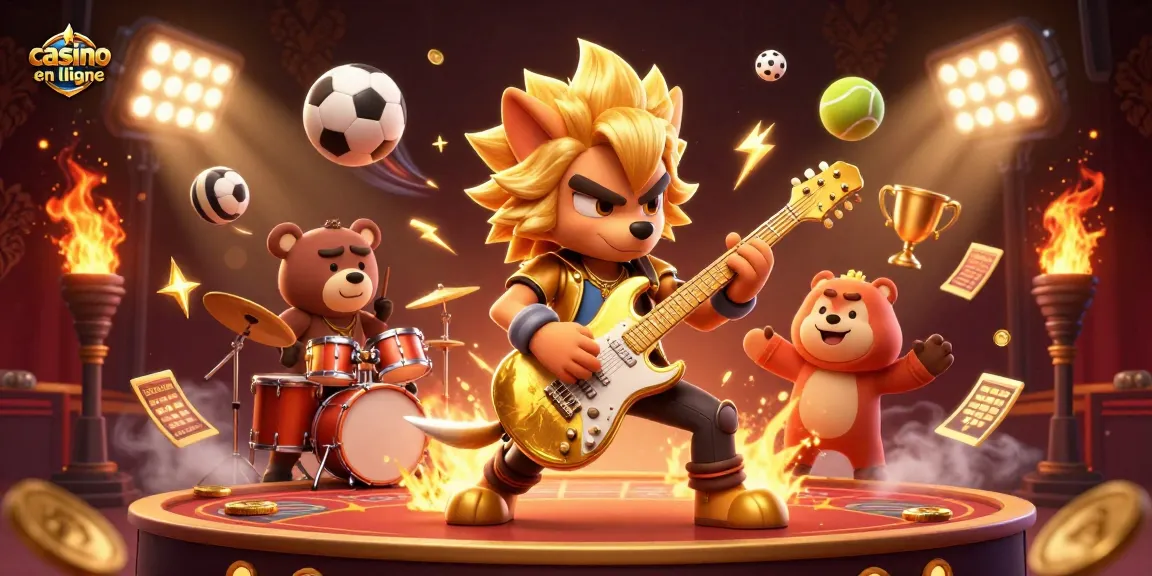 Jouez aux meilleurs jeux de casino en ligne avec cette rock star et son groupe dynamique sur scène.