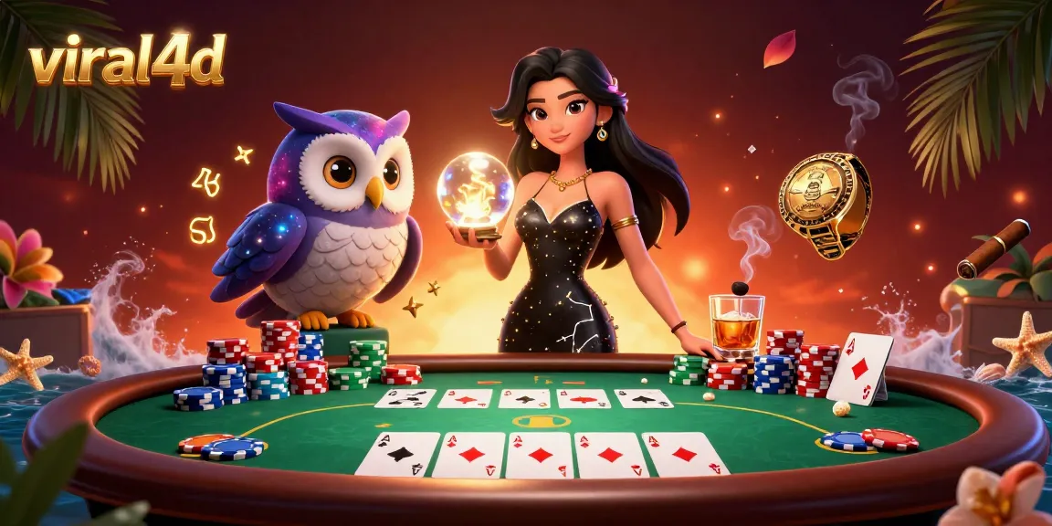 Experience thrilling gameplay at viral4d with vibrant poker chips and a mystical scene.