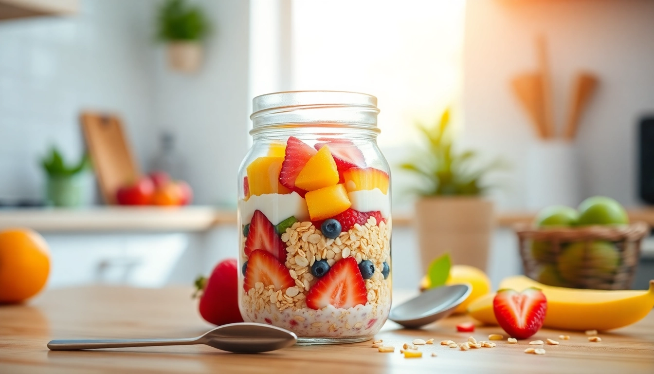 Layered breakfast in a mason jar showcasing vibrant ingredients on https://masonjarbreakfast.com.