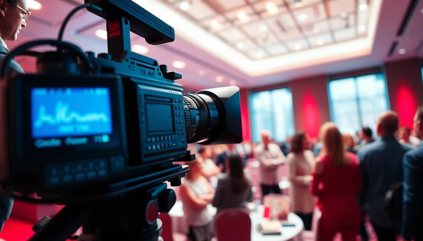 Captivating scene of commercial videography toronto with a professional capturing a corporate event.
