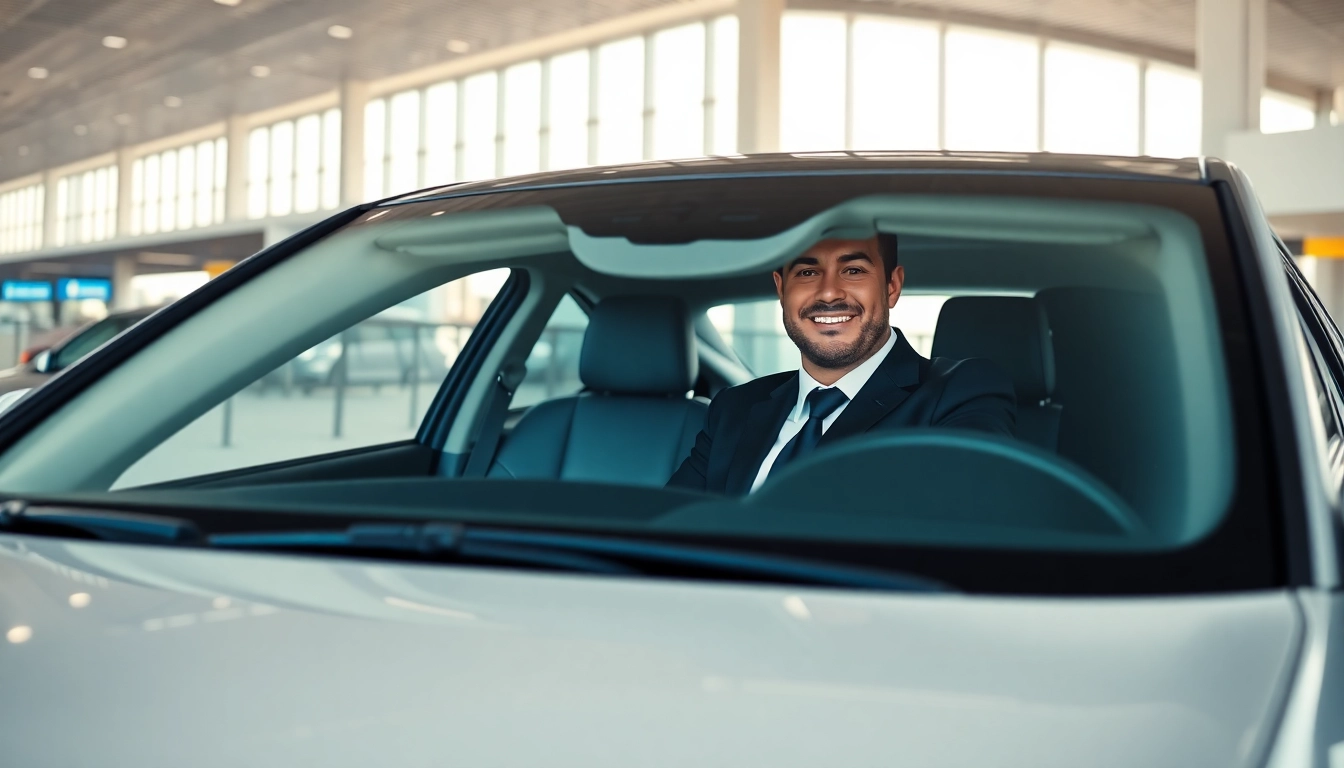 Experience premium service with Canada Limo Taxi at the airport, showcasing a professional chauffeur.