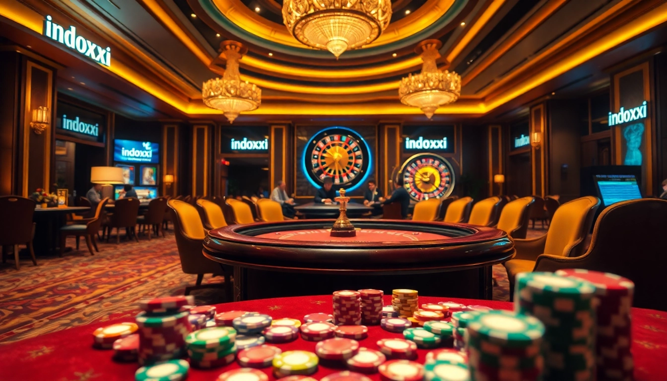 Engage in thrilling casino action with indoxxi poker chips on a luxurious table.
