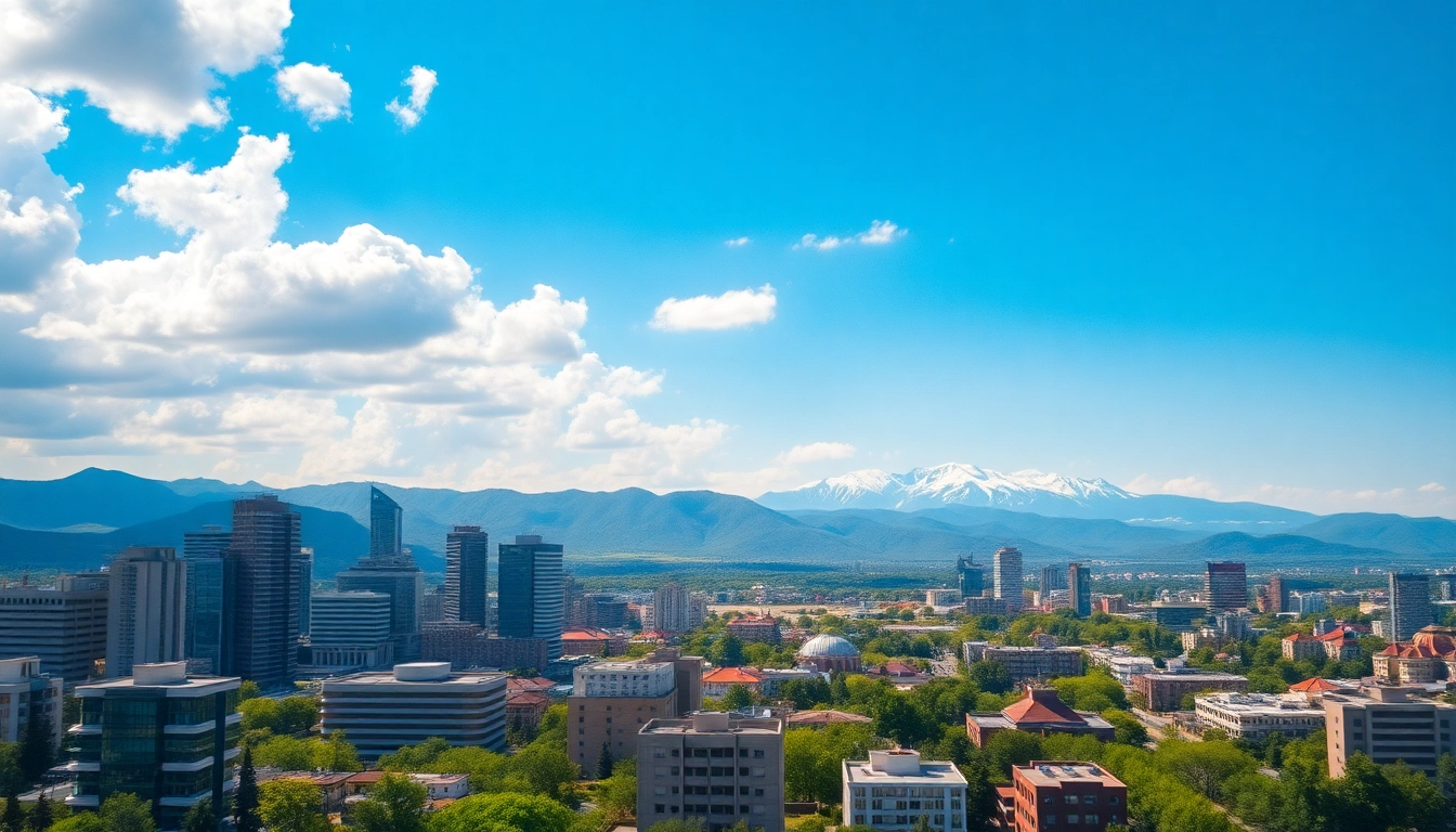 View of Almaty, Kazakhstan skyline showcasing city and mountains linked to https://albmaftoh.com