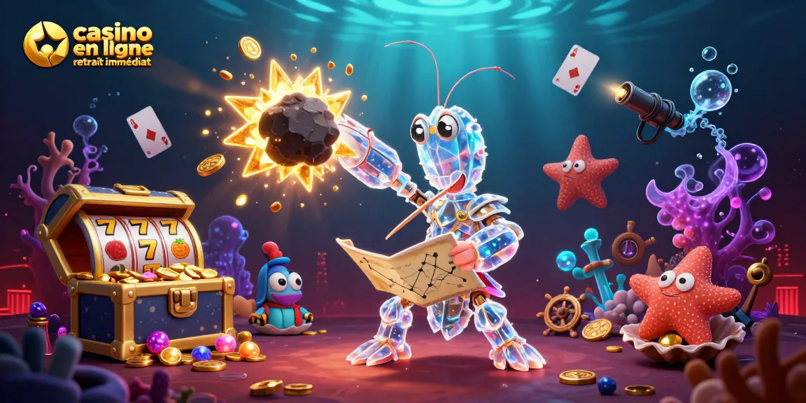 Jouez au casino en ligne retrait immédiat et gagnez avec style parmi cette scène dynamique sous-marine remplie de trésors.