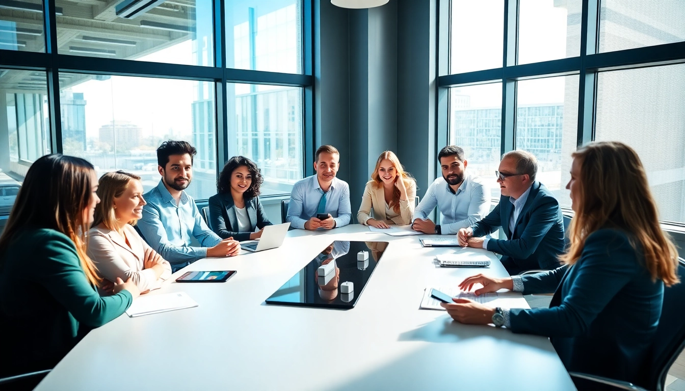 Enhance group management strategies with professional teamwork in a modern office.
