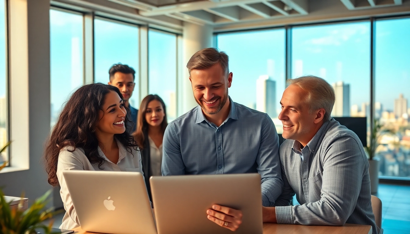 Enhancing productivity with Managed Services through collaborative teamwork in a bright office.