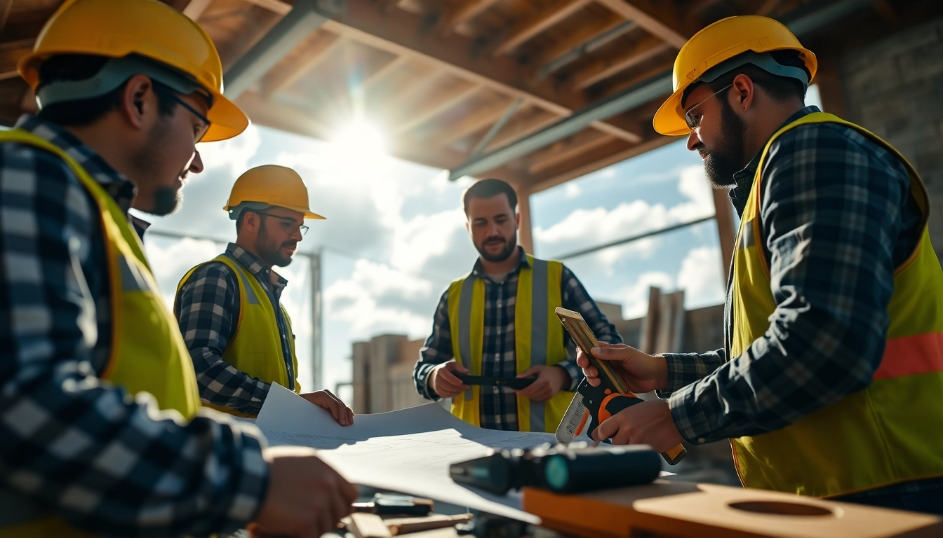 Find good builders near me collaborating on a professional construction site.