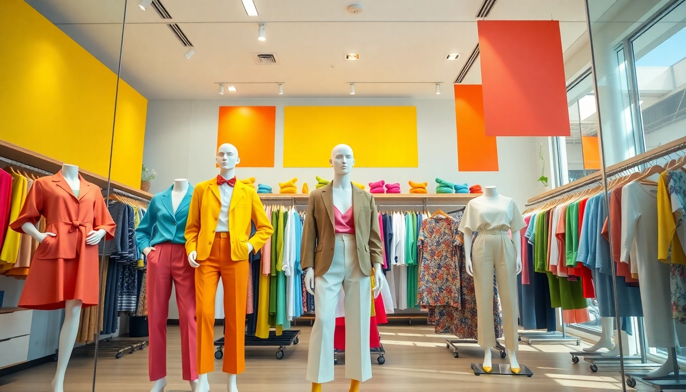Discover a stylish clothing store filled with vibrant outfits and modern displays.