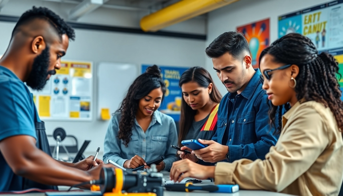 Engaged students in hands-on training at trade schools in southern California demonstrate collaboration and skill development.
