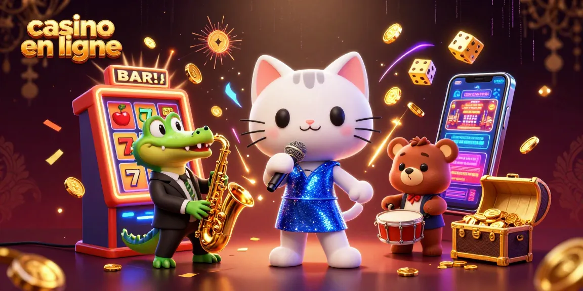Les personnages du casino en ligne chantent et jouent dans un spectacle vibrant rempli de jackpots.