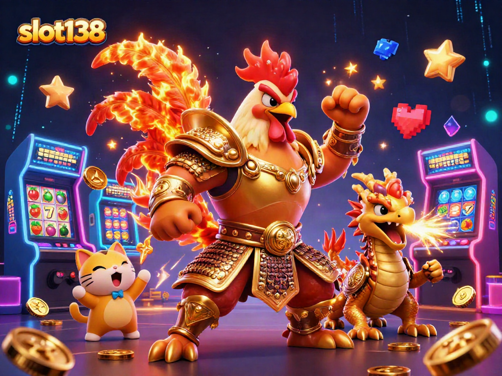 Spin the reels with slot138 in an action-packed 3D casino scene featuring brave warriors.
