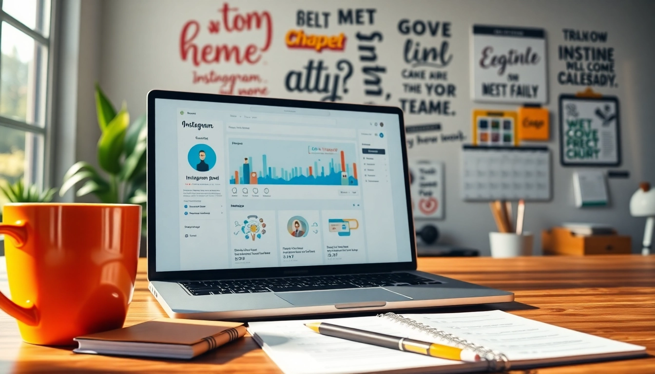 Visual of an engaging workspace showcasing an Instagram smm panel in use, highlighting productivity.