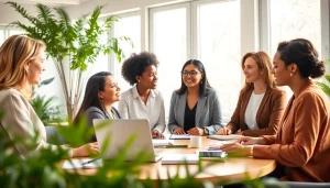 Engaging women sharing insights about health advice on https://womens-health-advice.org in a bright office setting.