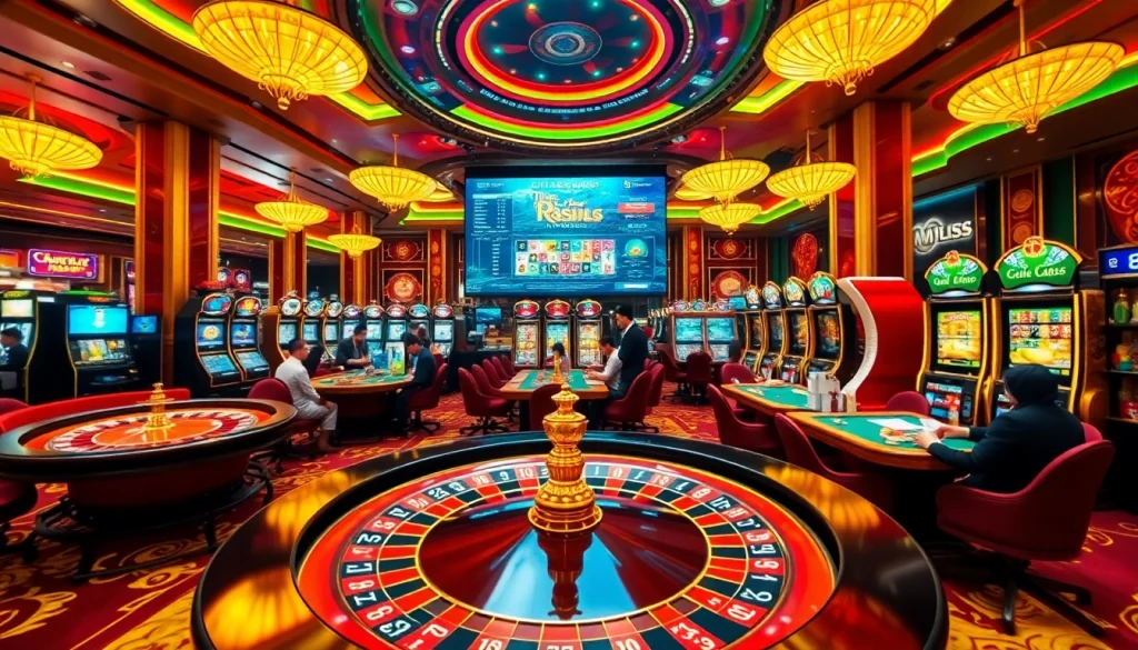 Casino scene at https://mm88.directory/ showcasing vibrant roulette and excited players.