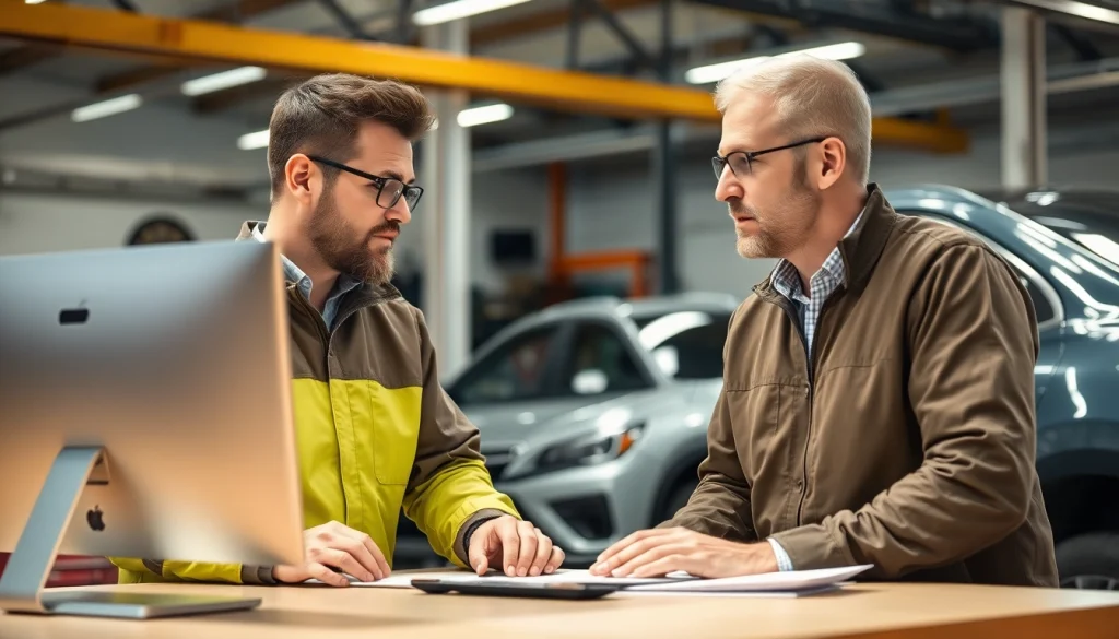 KFZ Gutachter Aachen bewertet fachkundig ein Fahrzeug in der Werkstatt.