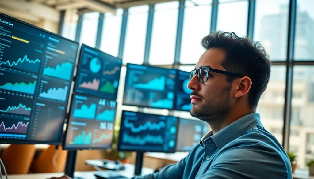 Analyze rr88.com metrics with a digital marketing strategist in a modern office.