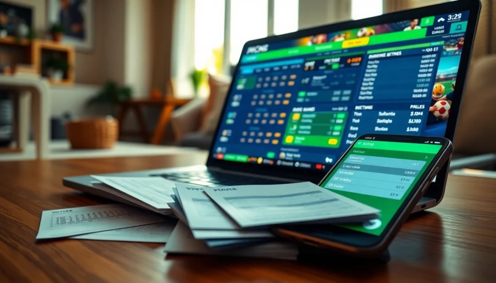 Engaging interface of the best sports betting sites for Mexico displayed on a laptop with vibrant graphics.