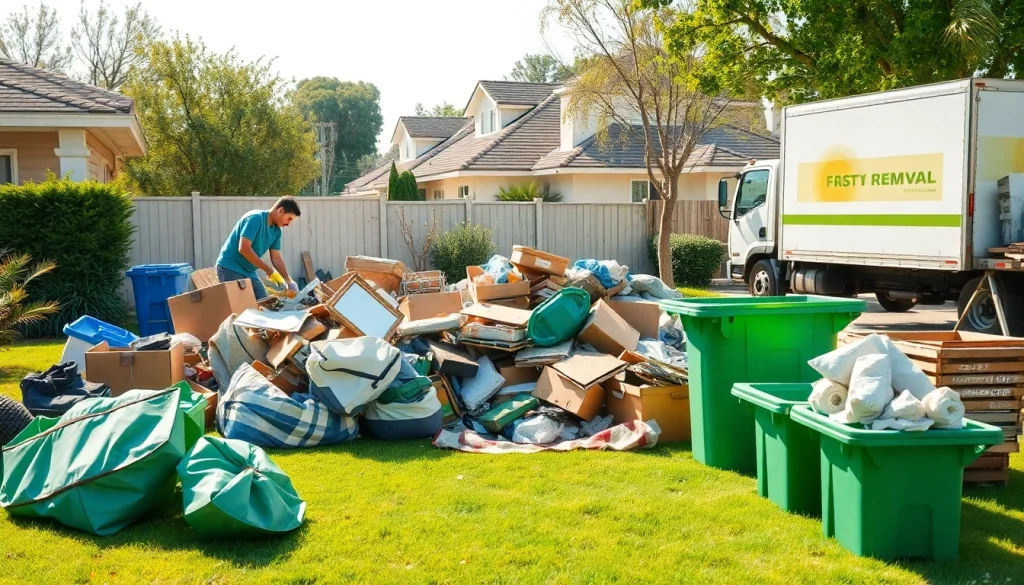 Efficient junk removal at https://myeasyjunkremoval.com transforming a cluttered yard into a clean space.