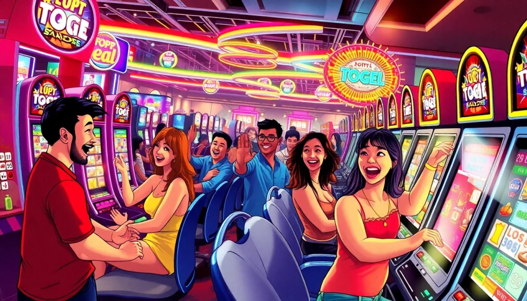 Menang dengan lipat4d di kasino virtual yang penuh warna dan suasana ramai.