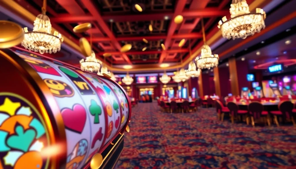 Jelajahi keseruan bukti4d slot dengan foto yang menggambarkan mesin slot penuh warna dan suasana kasino yang glamor.