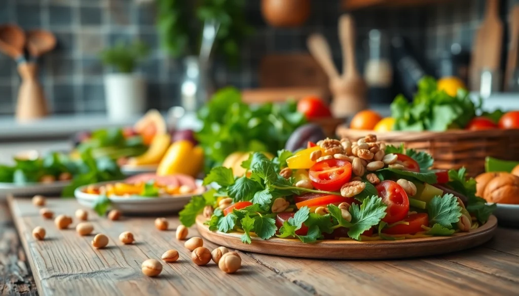 Highlight delicious meals from recipesalexarciab.com with a vibrant healthy food spread.