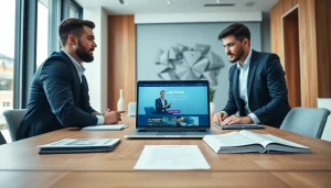 Crafting a law firm website at https://www.lawfirmswebsitedesign.com in a professional office space.