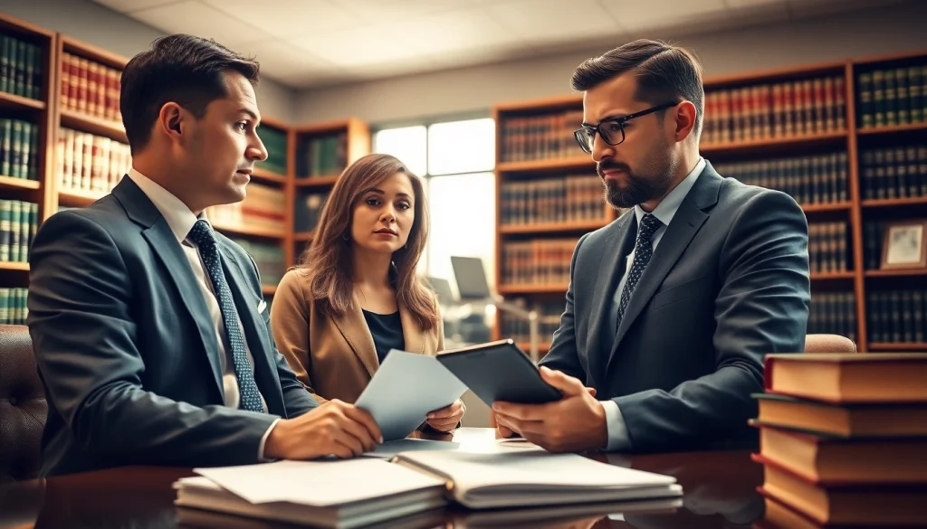 Discussing legal cases at https://www.steinhardtlawfirm.com with professional lawyers in a law office.