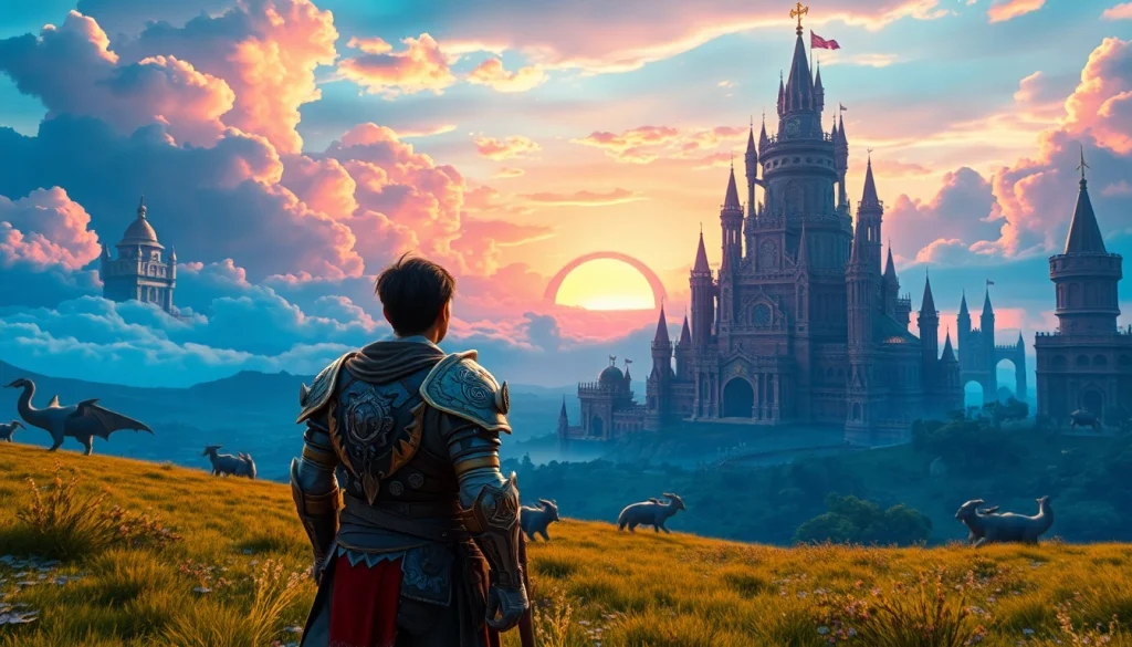 Experience the imaginative realm of gaming at https://www.trilgameshproject.com with a vibrant fantasy landscape.