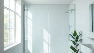 Admire the elegant paroi de douche in a contemporary bathroom, featuring a sleek design.