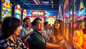 Exciting players engaging with the MV88 game platform showcasing vibrant online casino experiences.