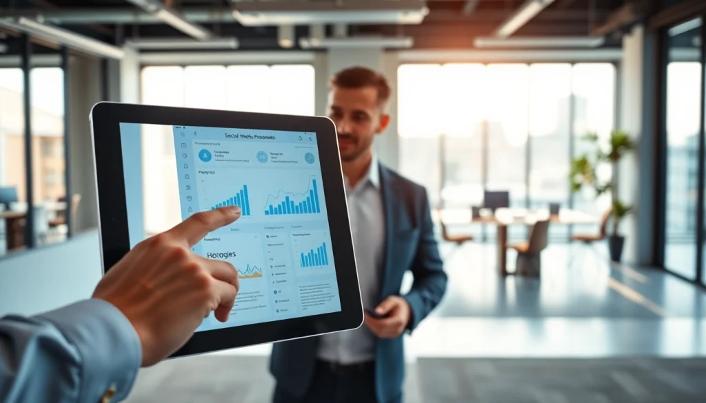 Engaging view of social media panels on a digital device showcasing analytics.