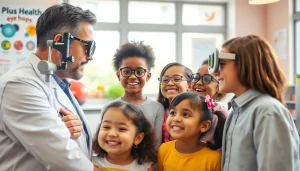 Our Children's Vision initiative showcases children undergoing eye exams, celebrating diversity and accessibility.