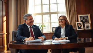 Consulting at https://www.buckheadfamilylaw.com office with an experienced attorney, showcasing professionalism and support.