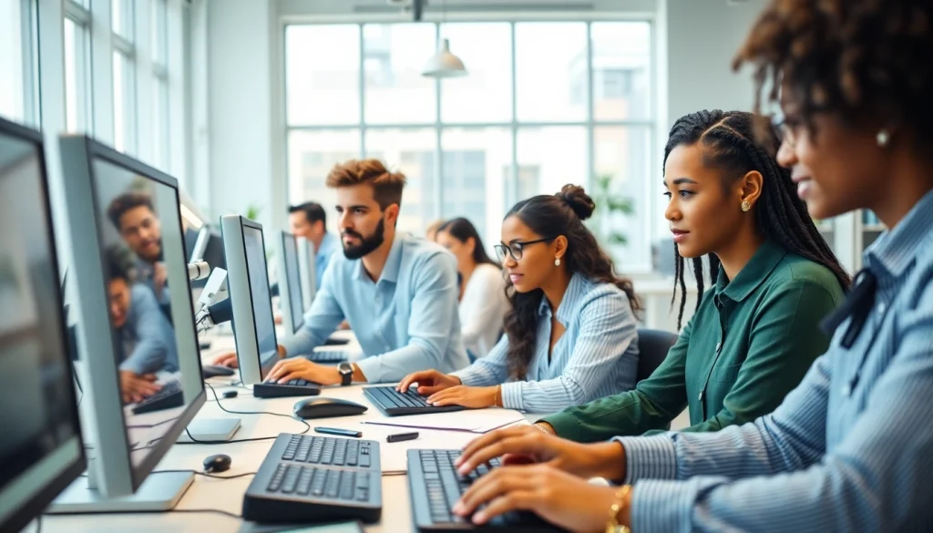 Showcasing a busy typing center where professionals enhance their skills.