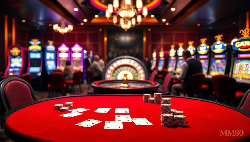 Engage in thrilling poker games at MM88's luxurious casino environment.