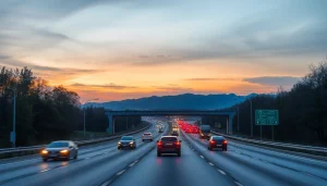 Vizualizare a unei autostrăzi din Republica Cehă, evidențiind vigneta cehia necesară pentru acces.