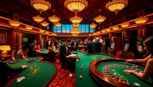 79king casino excitement captured with vibrant tables, players, and chips in a luxurious gaming atmosphere.