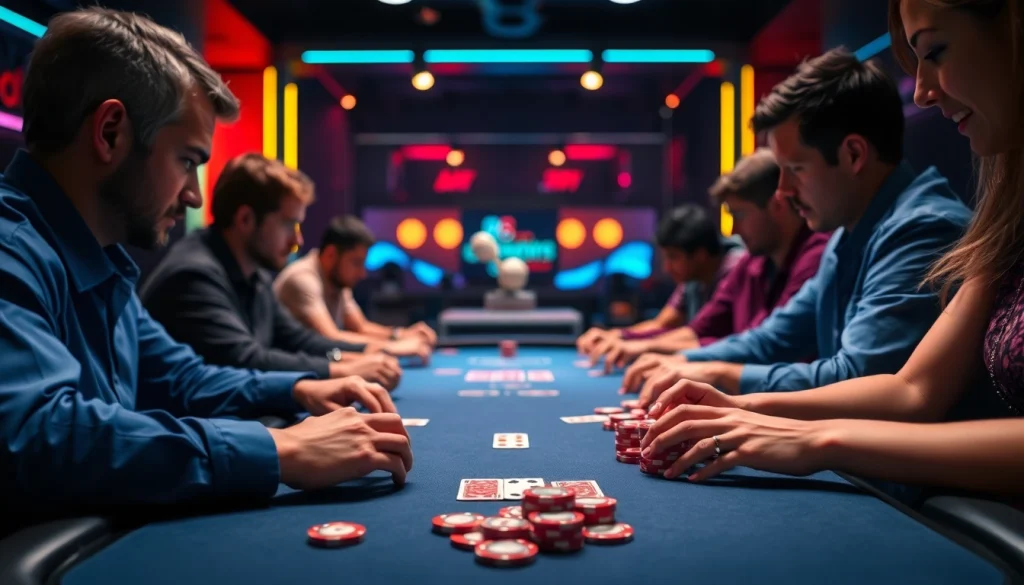 Main action of domino88 login poker game with players engaged in an exciting poker match.