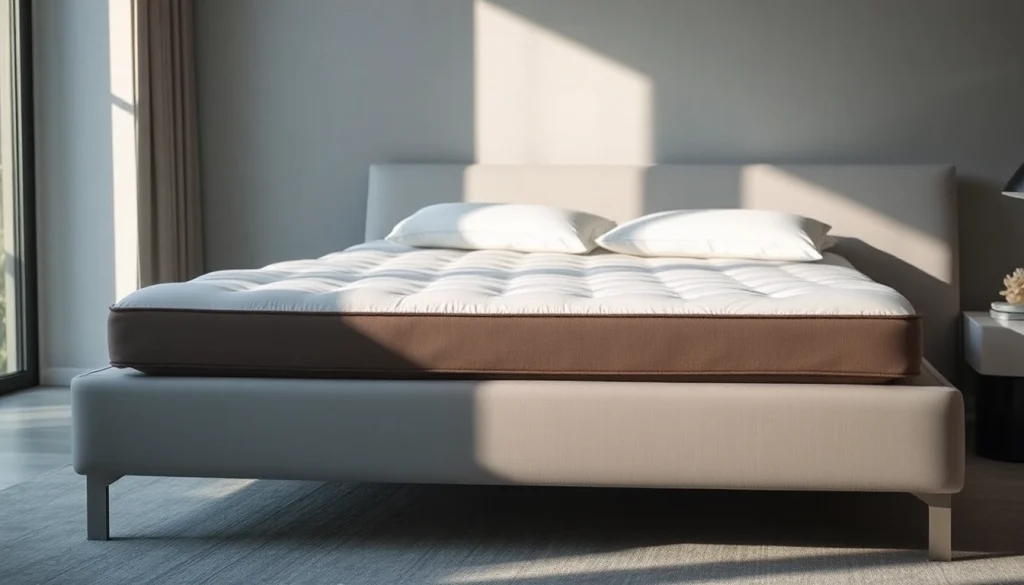 Materasso matrimoniale di alta qualità, visibile su un letto moderno, per evidenziare comfort e design distintivo.