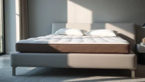 Materasso matrimoniale di alta qualità, visibile su un letto moderno, per evidenziare comfort e design distintivo.