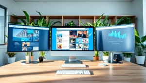 Showcasing professional web strategy elements at https://www.fire85.com in a modern workspace.
