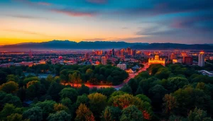 Experience the breathtaking sunset over Almaty, showcasing vibrant city life captured at https://albmaftoh.com