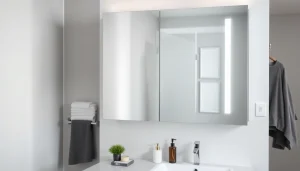 Der sonni Spiegelschrank mit LED-Beleuchtung und elegantem Design im modernen Badezimmer.